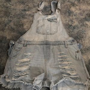 Overall Jean Shorts